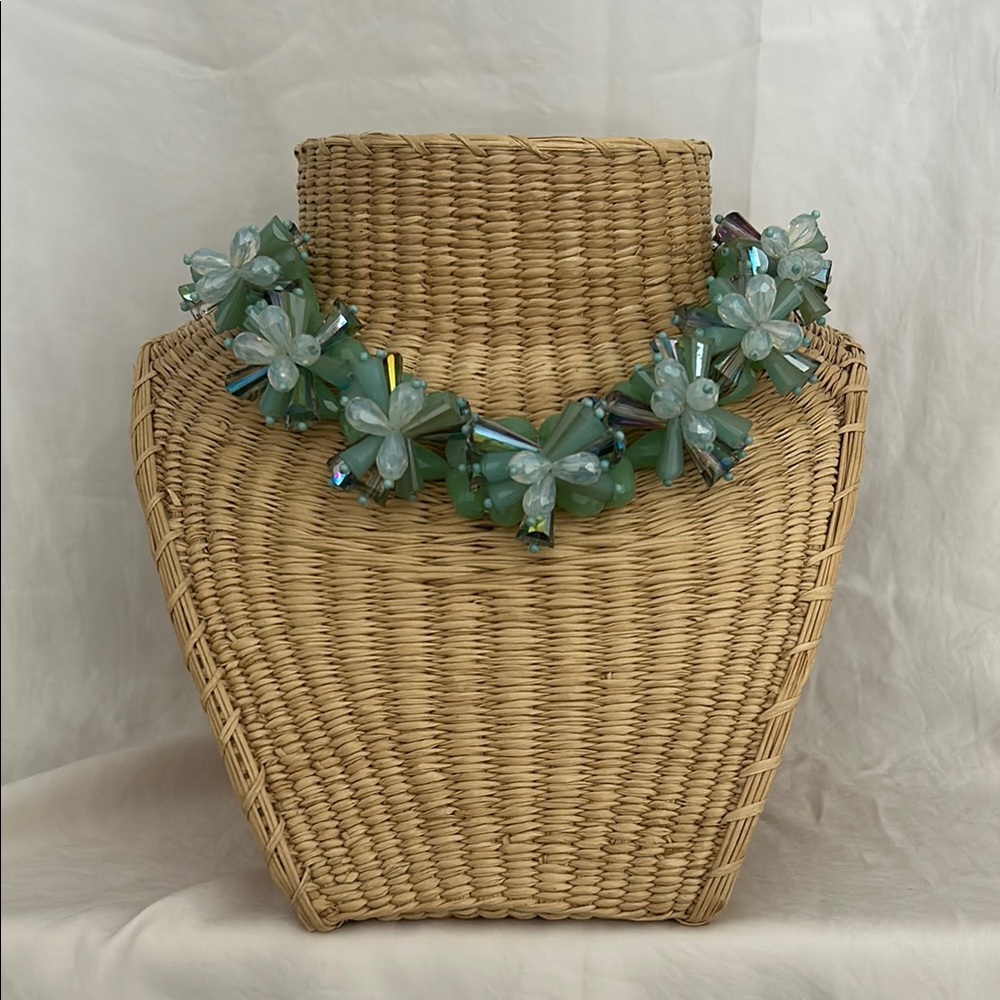 Zara Green and Blue Beaded Statement  Necklace